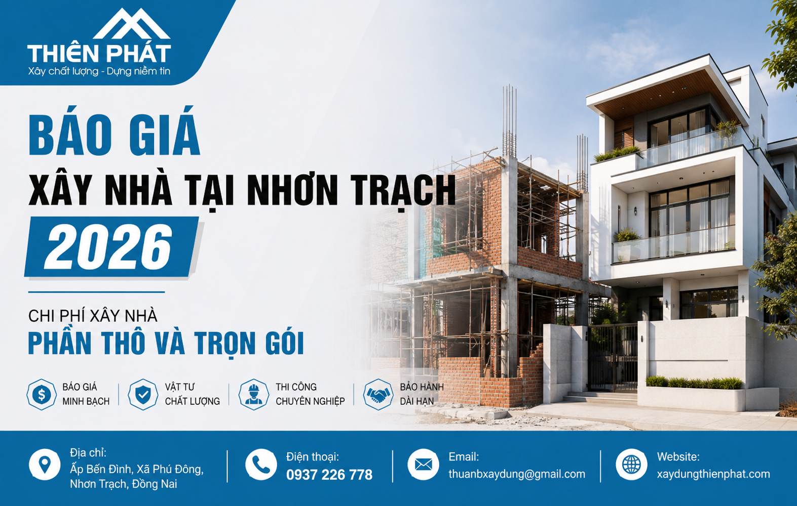 xây nhà tại Nhơn Trạch 2026